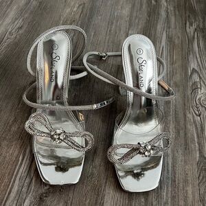 Women's Silver Strappy Heels